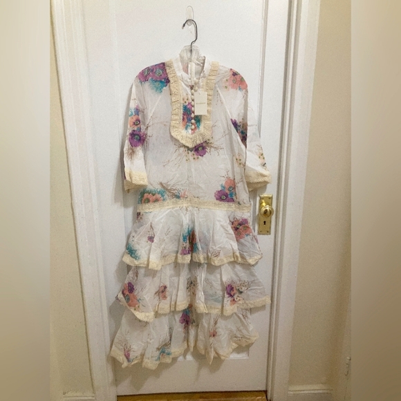 Zimmermann Jude Tiered Crocheted Cotton-Trimmed Ramie Midi Dress - Picture 3 of 7